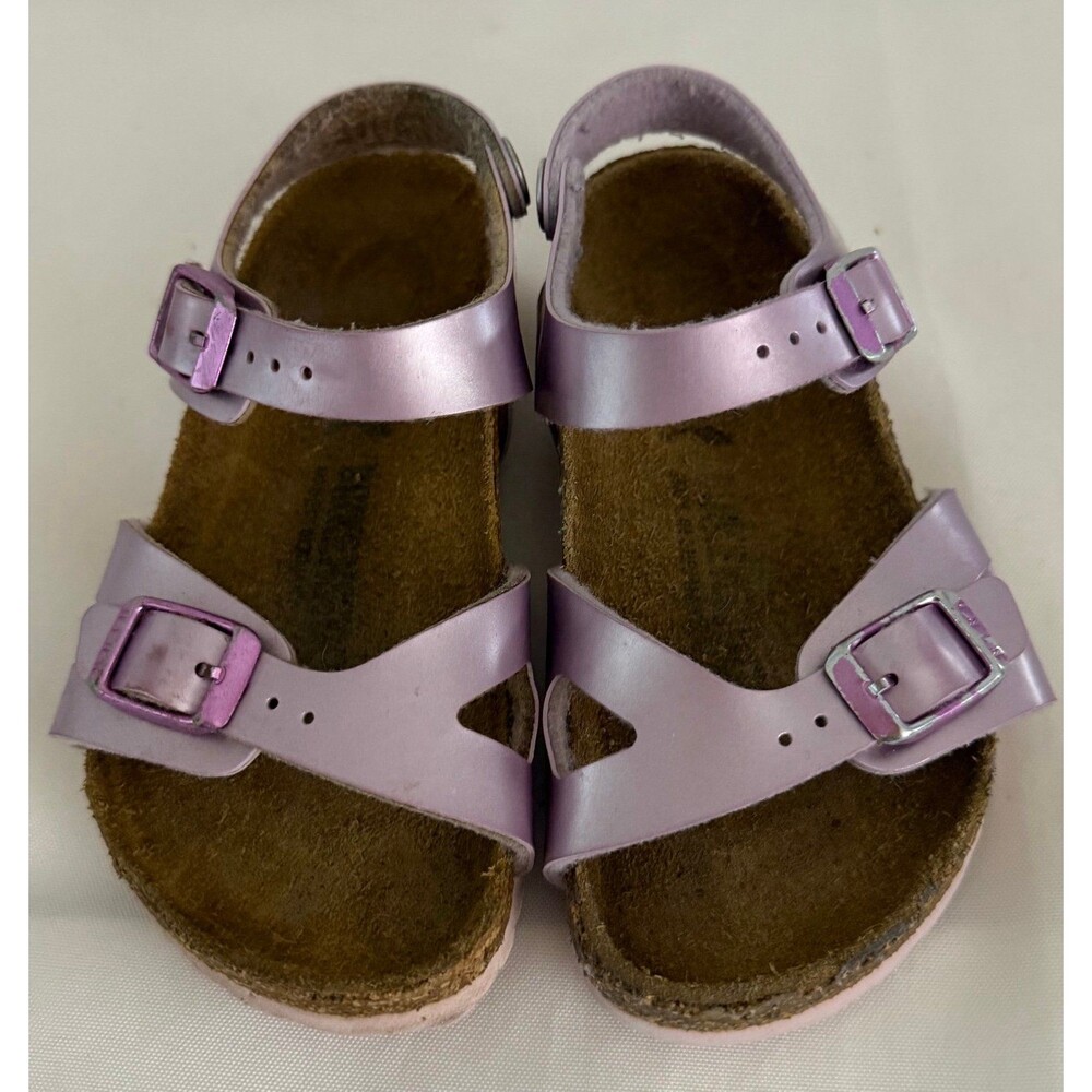 Birkenstock Girls Purple Metallic Buckle Sandals Size 25